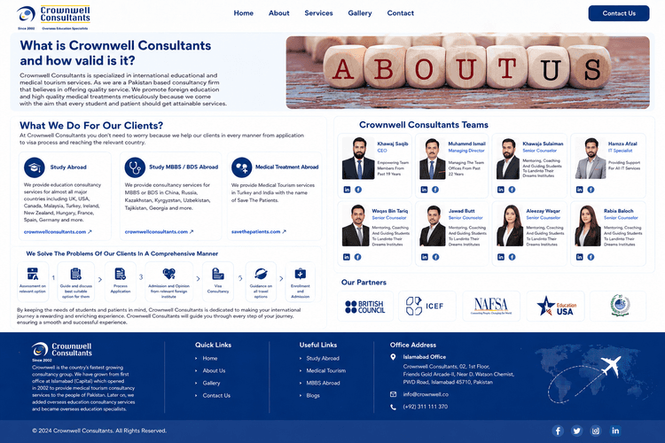 CrownWell Consultants business website for moving and relocation services
