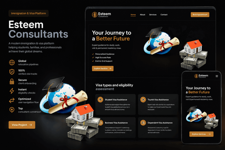 Esteem Consultants website for immigration and overseas visa consultancy services