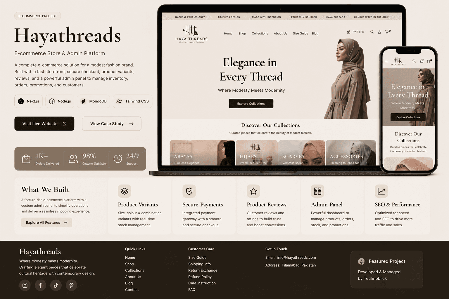 Hayathreads storefront homepage view