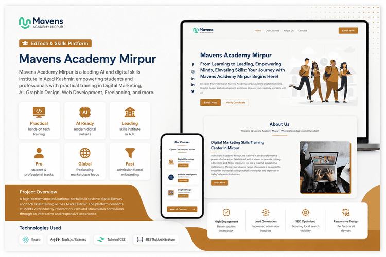 Mavens Academy Mirpur website for AI and digital skills training courses