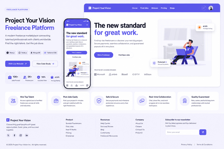 Project Your Vision freelance marketplace platform connecting freelancers and clients