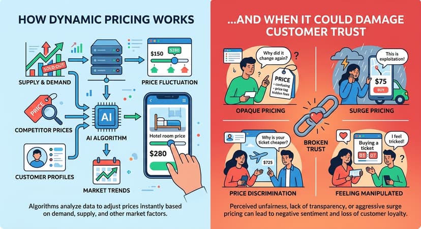 How does dynamic pricing work, and when could it damage customer trust?