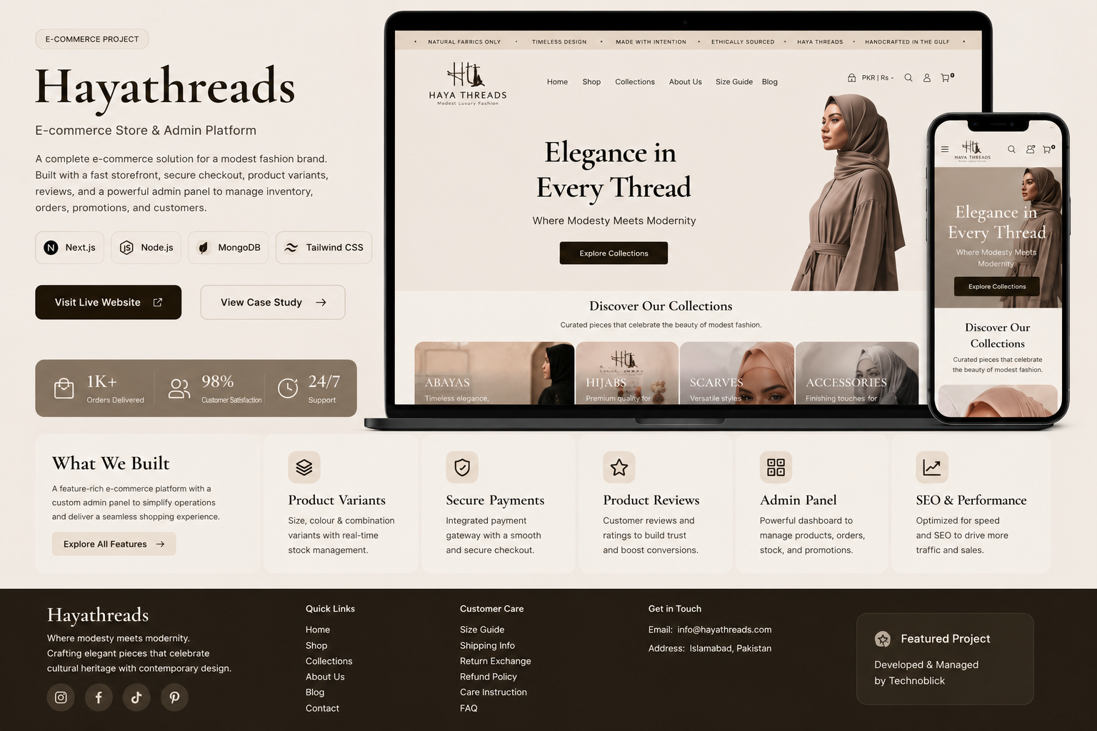 Hayathreads storefront homepage view