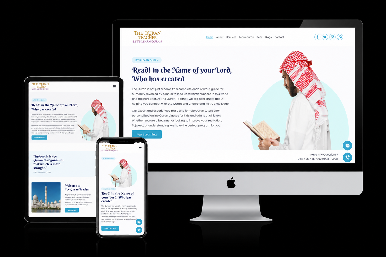 Let's Learn Quran educational landing interface